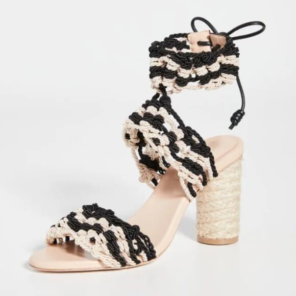 NWOT ULLA JOHNSON Espadrille Raffia Lace Up Woven Nautical Sandals Size 36! - Picture 1 of 15